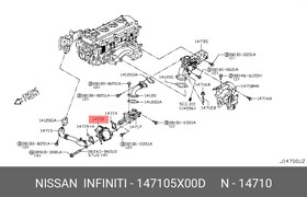 147105X00D, Клапан EGR Nissan: Cabstar 06-, Navara 05-, Pathfinder 05-14