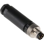 Circular Connector, 4 Contacts, Cable Mount, M8 Connector, Plug, Male, IP67 ...