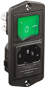 BVA15/Z0000/77, IEC Connector, Inlet, C14, 250V, 2 Pole - Illuminated