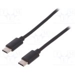 AK-300138-018-S, Cable; USB 2.0; USB C plug,both sides; nickel plated; 1.8m; black