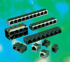 10113616-01531LF, Modular Connectors / Ethernet Connectors 1x8 PORTS TAB DOWN GANGED
