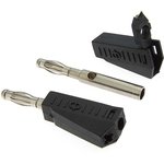 Z040 4mm Stackable Plug BLACK, Штекер Z040 4 мм составной штекер, чёрный, под пайку