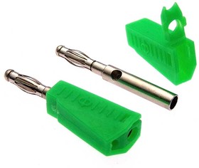 Фото 1/2 Z040 4mm Stackable Plug GREEN, Штекер Z040 4 мм составной штекер, зелёный, под пайку