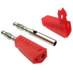 Z040 4mm Stackable Plug RED, Штекер Z040 4 мм составной штекер, красный, под пайку