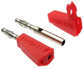 Фото 1/2 Z040 4mm Stackable Plug RED, Штекер Z040 4 мм составной штекер, красный, под пайку