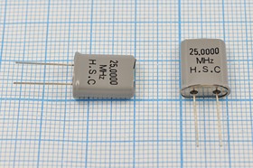 Кварцевый резонатор 25000 кГц, корпус HC49U, нагрузочная емкость 18 пФ, 3 гармоника, +SL (H.S.C 25.0000MHz)