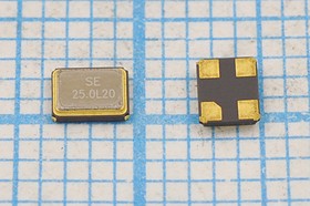 Кварцевый резонатор 25000 кГц, корпус SMD03225C4, нагрузочная емкость 20 пФ, точность настройки 10 ppm, стабильность частоты 30/-40~85C ppm/
