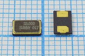Кварцевый резонатор 25000 кГц, корпус SMD05032C2, нагрузочная емкость 15 пФ, точность настройки 30 ppm, стабильность частоты /-0~70C ppm/C,