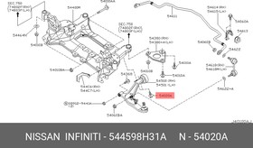 Фото 1/2 544598H31A, Болт крепежный NISSAN X-TRAIL (T30) (2001-2006)