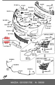 Фото 1/2 GS1D50170E, Решетка радиатора переднего MAZDA 6 GH