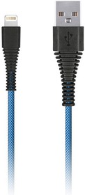 Фото 1/2 Дата-кабель Smartbuy USB - 8 pin, "карбон", экстрапрочный, 2.0 м, до 2А, синий (iK-520n-2 blue)