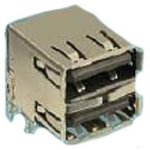 72309-7043BLF, STACKED USB CONN, 2.0 TYPE A, R/A, 8POS