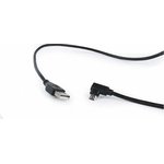 PL1299, Кабель USB2.0 A вилка (прямая/угловая) - Micro USB, угловой, черный, 1м
