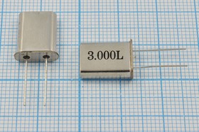 Кварцевый резонатор 3000 кГц, корпус HC49U, нагрузочная емкость 16 пФ, точность настройки 30 ppm, стабильность частоты 50/-40~85C ppm/C, U[F
