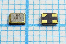 Кварцевый резонатор 30000 кГц, корпус SMD02520C4, нагрузочная емкость 12 пФ, точность настройки 10 ppm, стабильность частоты 30/-40~85C ppm/
