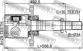 Фото 1/2 0211-T31ATRH, ШРУС NISSAN X-TRAIL JPNMAKE T31 2007.03-2014.04 [EL] внутренний правый 29x34x30