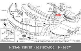 Кронштейн NISSAN 62210CA000 Murano бампера пер.