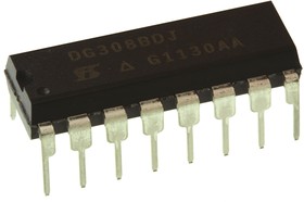 Фото 1/4 DG308BDJ-E3, DG308BDJ-E3 Analogue Switch Quad SPST 12 V, 15 V, 18 V, 24 V, 28 V, 5 V, 9 V, 16-Pin PDIP