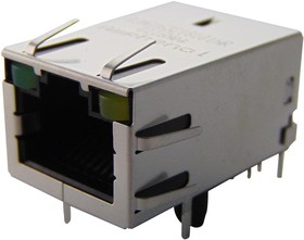 Фото 1/3 RJMG163218101NR, Модульный разъем, Integrated Magnetics, With LED, RJ45 Jack, 1 x 1 (Порт), 8P8C