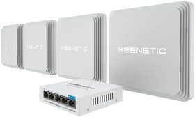 Фото 1/3 Keenetic Orbiter Pro 4-Pack + PoE+ Switch 5 bundle (KN-KIT-012) Комплект из четырех Orbiter Pro и одного PoE+ Switch 5