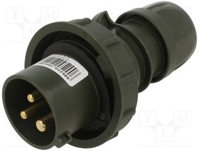 0132-6.U, Connector: AC supply 3-phase; plug; male; 16A; 230VAC; IEC 60309