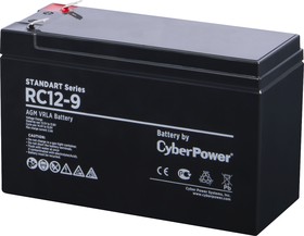 Фото 1/7 RC 12-9, Батарея аккумуляторная для ИБП CyberPower Standart series RС 12-9, Аккумуляторная батарея SS CyberPower RC 12-9 / 12 В 9 Ач
