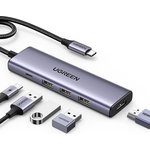 Разветвитель UGREEN CM511 (15597) USB-C To HDMI+3xUSB 3.0 A+PD
