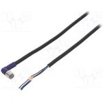 XS3F-LM8PVC4A2M, Соединительный кабель, M8, PIN 4, угловой, 2м, вилка, 0,5А, IP67