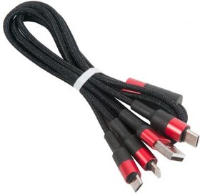 (6957531080282) кабель USB HOCO X26 Xpress 3 в 1 для Lightning, Micro USB, Type-C, 2.0A, длина 1.0м, черный с красным