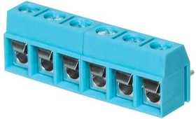 Фото 1/2 TB002V-500-06BE, Fixed Terminal Blocks Terminal block, screw type, 5.00 , vertical, 6 poles, CUI Blue, slotted screw, PCB mount
