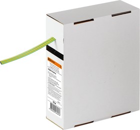Термоусаживаемая трубка ТУТнг 6/3 желто-зеленая в коробке (10 м/упак) TDM