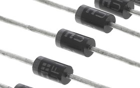 Фото 1/6 Diodes Inc Switching Diode, 1A 1000V, 2-Pin DO-41 UF1007-T