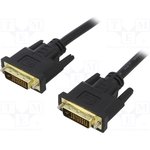 AK-AV-06, Кабель DVI-I для Full HD, DVI-D (24+1) вилка, с обеих сторон, 1,8м, черный