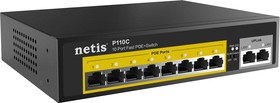 Netis P110C Коммутатор неуправляемый PoE+, 10 портов, 10x100 Мбит/с, PoE+ 8х30 Вт (до 120Вт), uplink RJ45 2x100 Мбит/с | купить в розницу и оптом