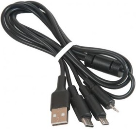 (6957531080169) кабель USB HOCO X25 Soarer 3 в 1 для Lightning, Micro USB, Type-C, 2.0А, длина 1м, черный
