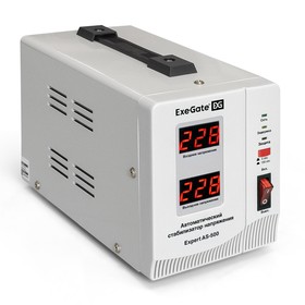 Фото 1/6 EX291720RUS, Стабилизатор напряжения ExeGate Expert AS-500 (500ВА, вход 140-260В, двойная цифр. индикация вход/вых. напряжения, выход 220В±8