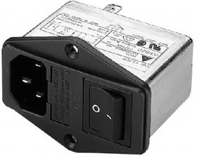 01IB2S, AC Power Entry Modules IEC Connector Filter, Single, 250VAC, 1A, Screw Mounting, N/A-Lug