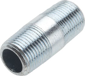 Фото 1/3 Galvanised Malleable Iron Fitting Barrel Nipple, Male BSPT 3/8in to Male BSPT 3/8in