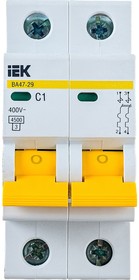 Photo 1/10 MVA20-2-001- C, Automatic modular switch 2p C 1A 4.5kA VA47-29 IEC