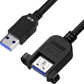 GCR-53902, GCR Удлинитель 2.0m USB 3.0 (USB 3.2 Gen 1), AM/AF крепление под винт, 5 Гбит/с, черный