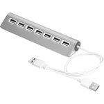 GCR-UH227S, USB Hub 2.0 на 7 портов, Plug&Play, silver + дополнительное питание