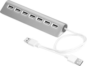 Фото 1/4 GCR-UH227S, USB Hub 2.0 на 7 портов, Plug&Play, silver + дополнительное питание