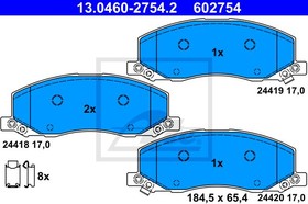 13.0460-2754.2, Колодки тормозные дисковые передн, OPEL: INSIGNIA 1.4/1.4 LPG/1.6/1.6 SIDI/1.6 Turbo/1.8/2.0 Biturbo