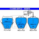 13.0460-2875.2, Колодки тормозные дисковые передн, AUDI ...