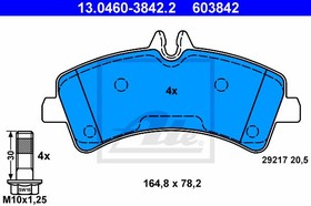 13.0460-3842.2, Колодки тормозные дисковые задн, MERCEDES-BENZ: SPRINTER 4,6-t c бортовой платформой 411 CDI/413 CDI