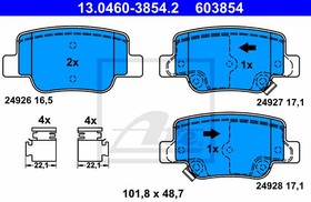 13046038542, Колодки тормозные дисковые задн, TOYOTA: VERSO 1.6/1.8/2.0 D-4D/2.2 D-4D/2.2 D-CAT 09-