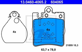Фото 1/6 13.0460-4065.2, Колодки тормозные дисковые задн, MERCEDES-BENZ: C-CLASS C 180 Kompressor/C 200 CDI/C 200 CDI/C 200 C