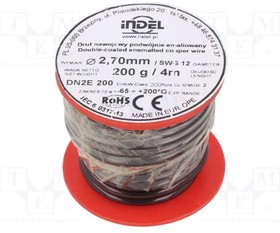 DN2E2,7-200G, Coil wire; double coated enamelled; 2.7mm; 0.2kg; -65?200°C