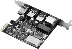 Фото 1/3 Контроллер PCI-E ORICO USB 3.0x3, RJ45x1 черный (ORICO-PNU-3A1R-BK-BP)