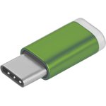 GCR-UC3U2MF-Green, GCR Переходник USB Type C   MicroUSB 2.0, M/F, Зеленый